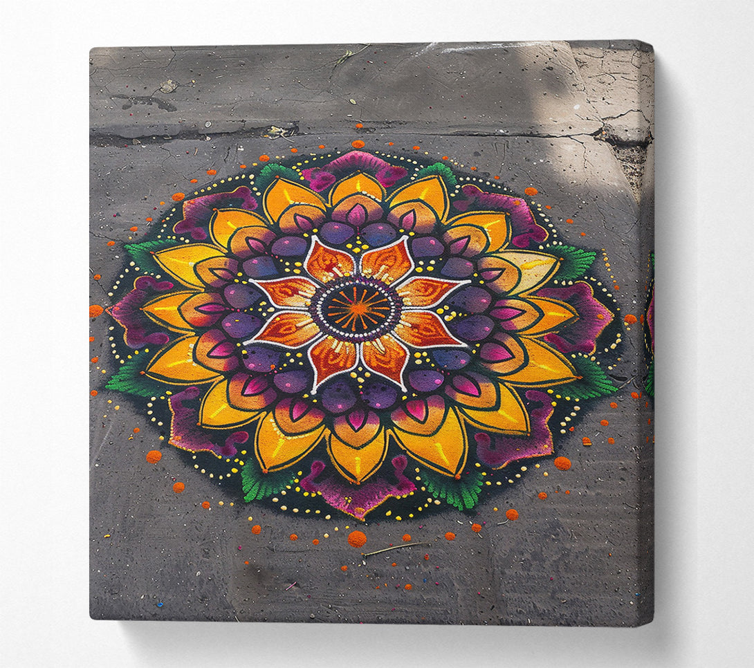  A Canvas Print of Orange Mandala Bloom Canvas Wall Art