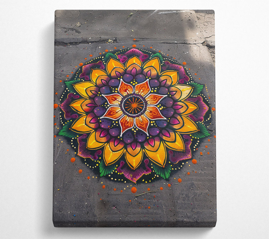  A Canvas Print of Orange Mandala Bloom Canvas Wall Art