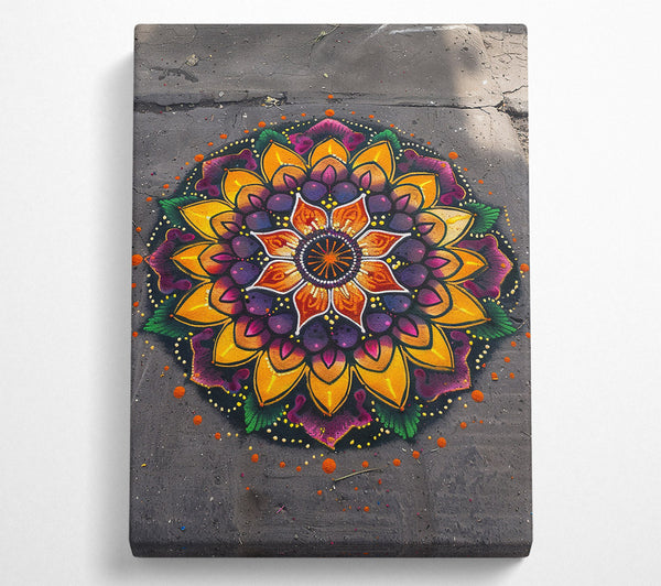 Orange Mandala Bloom Canvas Wall Art