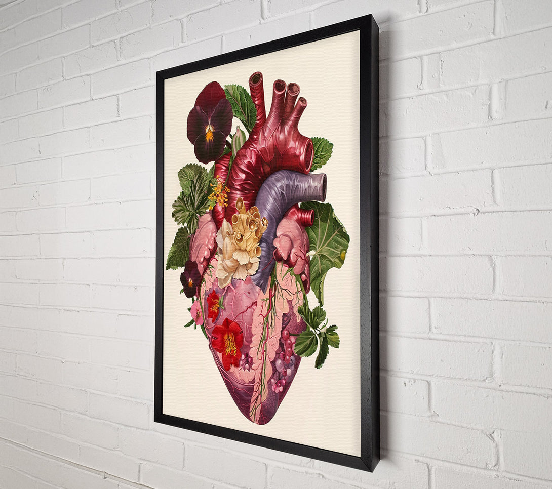  A Canvas Print of Crimson Floral Heart Canvas Wall Art