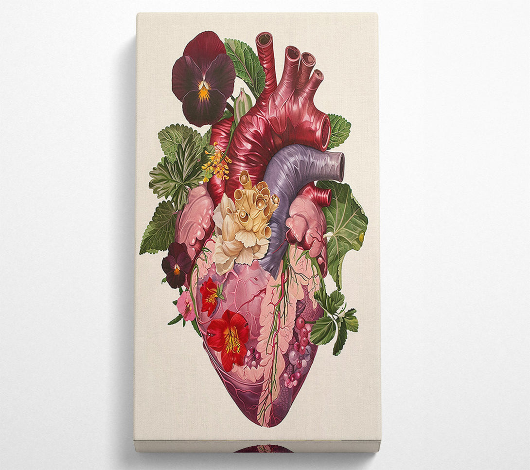  A Canvas Print of Crimson Floral Heart Canvas Wall Art