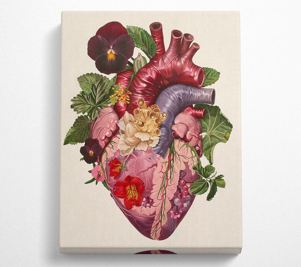 A Canvas Print of Crimson Floral Heart Canvas Wall Art