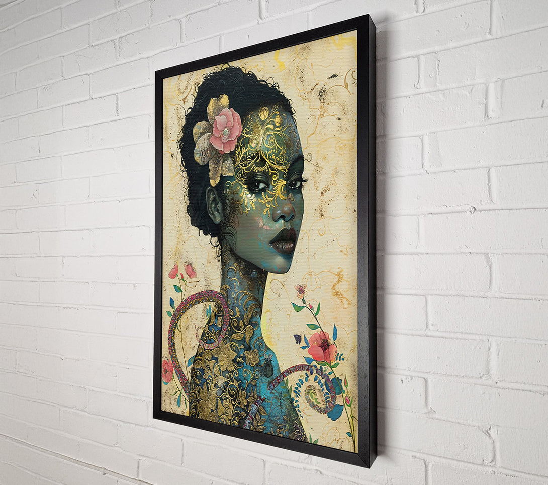  A Canvas Print of Azure Golden Bloom Canvas Print