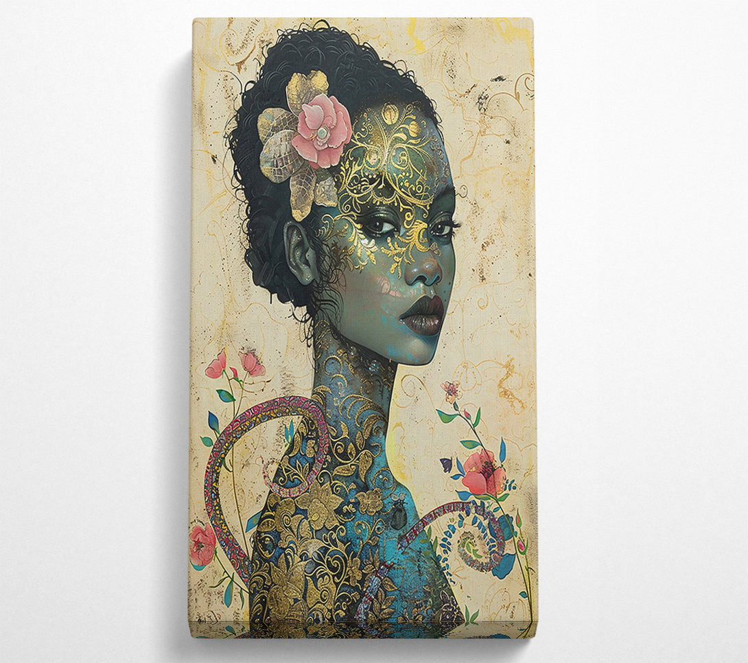  A Canvas Print of Azure Golden Bloom Canvas Print