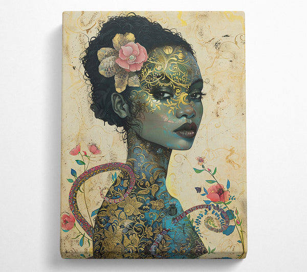  A Canvas Print of Azure Golden Bloom Canvas Print