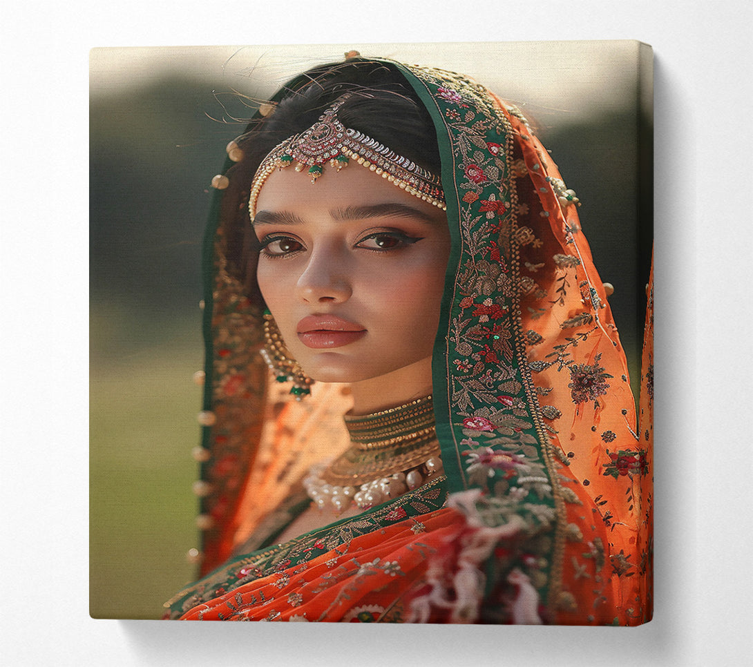  A Canvas Print of Orange Veiled Bride Canvas Art