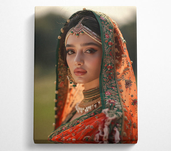 Orange Veiled Bride Canvas Art