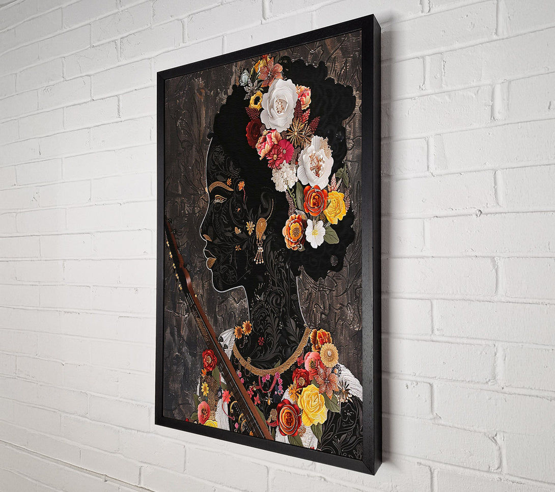  A Canvas Print of Black Floral Rhapsody Canvas Print