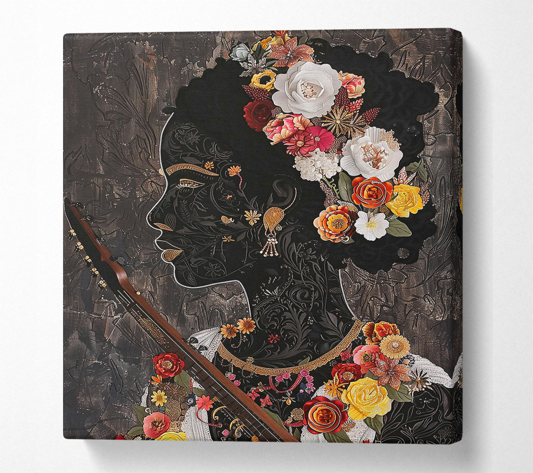  A Canvas Print of Black Floral Rhapsody Canvas Print