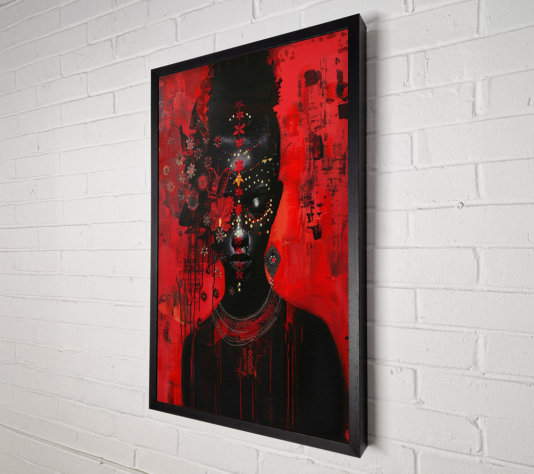  A Canvas Print of Crimson Woman'S Gaze Canvas Wall Art