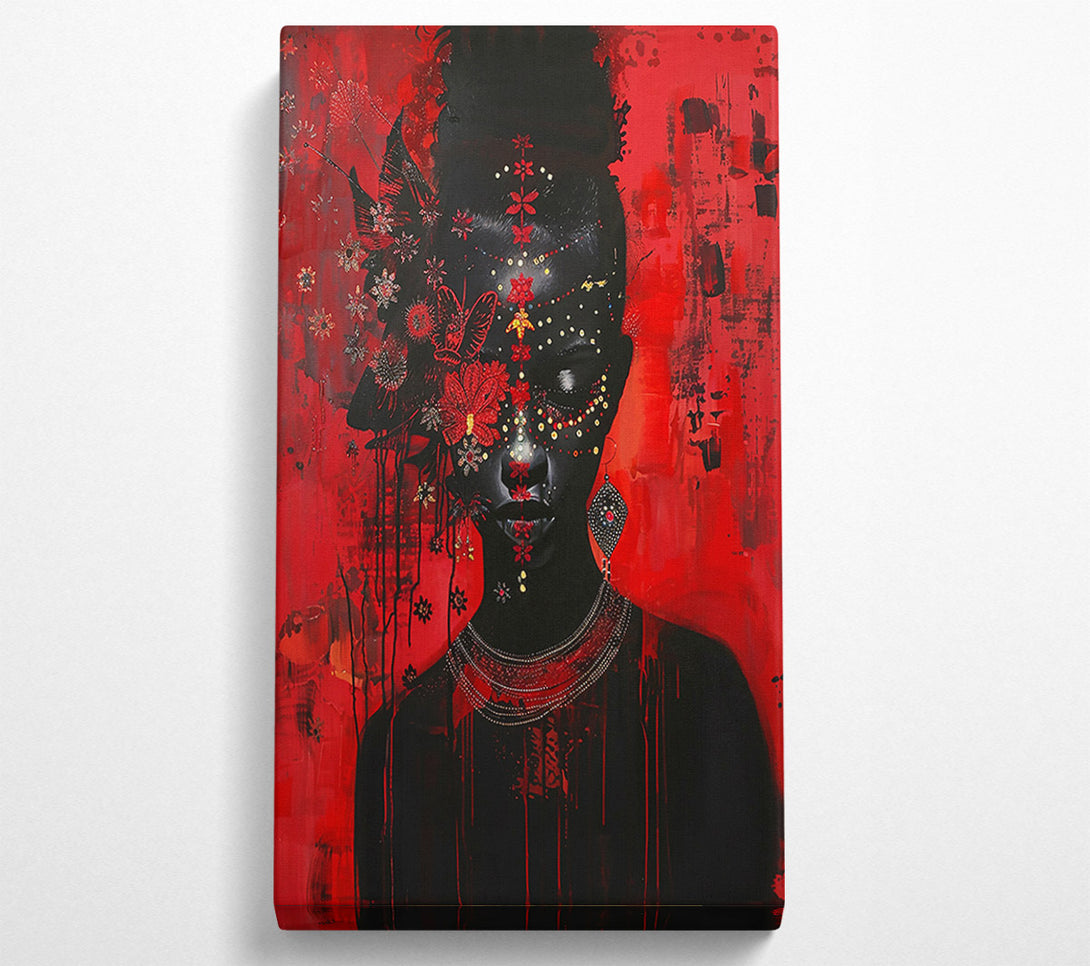  A Canvas Print of Crimson Woman'S Gaze Canvas Wall Art