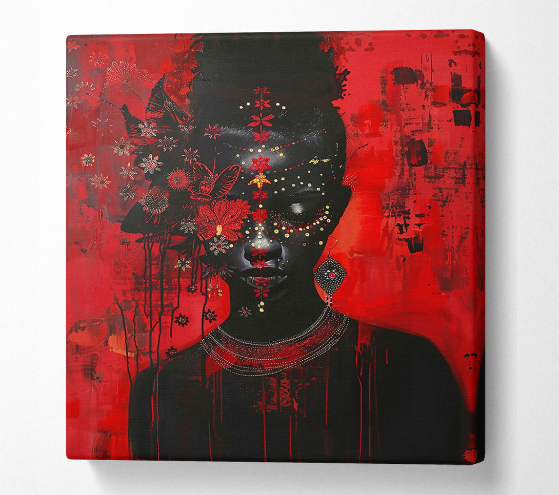  A Canvas Print of Crimson Woman'S Gaze Canvas Wall Art