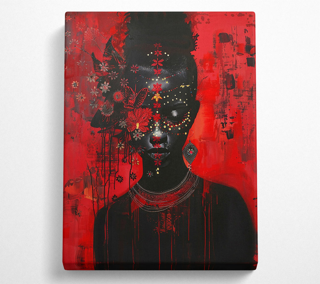  A Canvas Print of Crimson Woman'S Gaze Canvas Wall Art