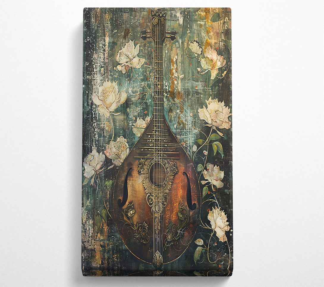  A Canvas Print of Golden Guitar And Blooms Canvas Print