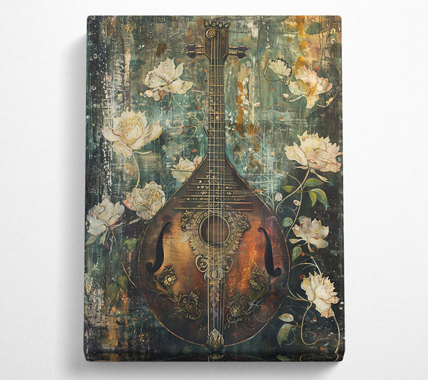  A Canvas Print of Golden Guitar And Blooms Canvas Print