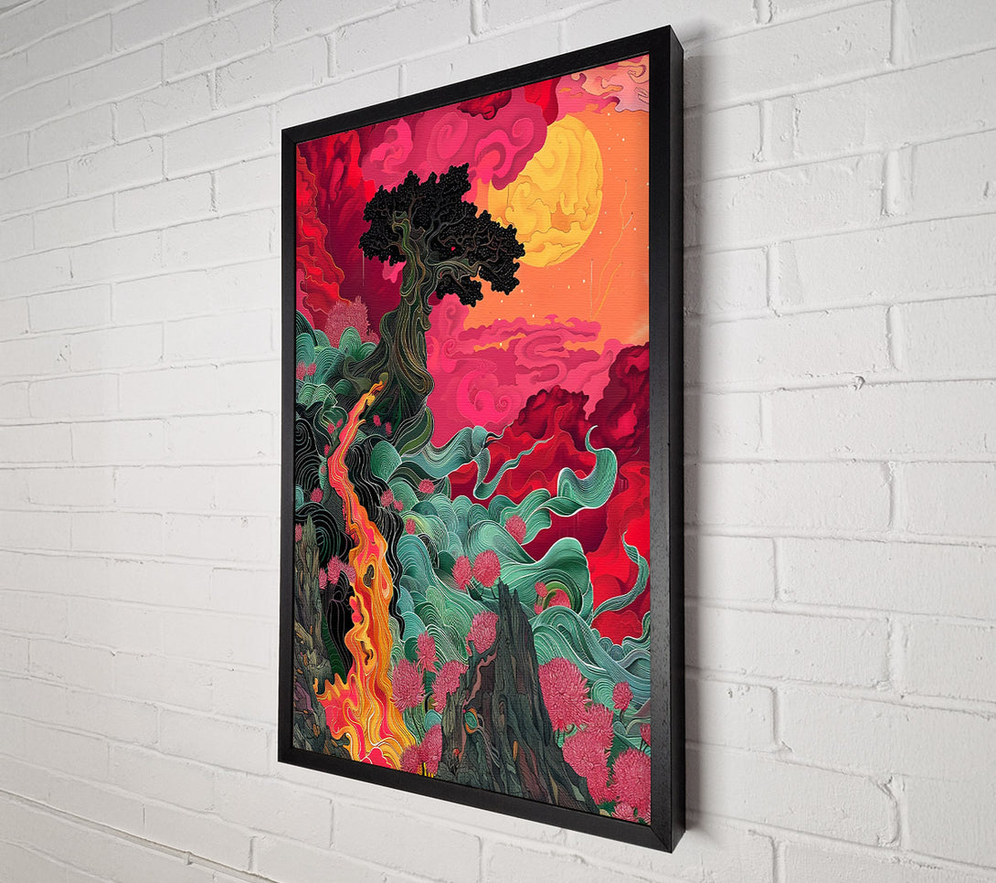  A Canvas Print of Crimson Dreamscape Flowing Canvas Print
