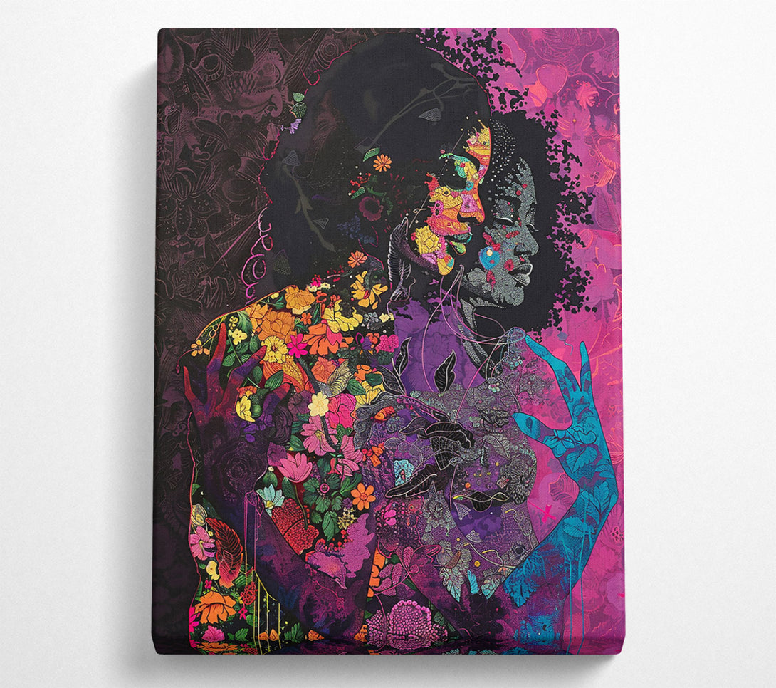  A Canvas Print of Pink Floral Embrace Canvas Wall Art