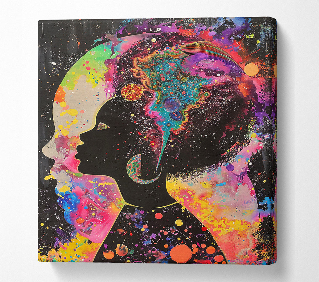  A Canvas Print of Orange Cosmic Silhouette Canvas Wall Art