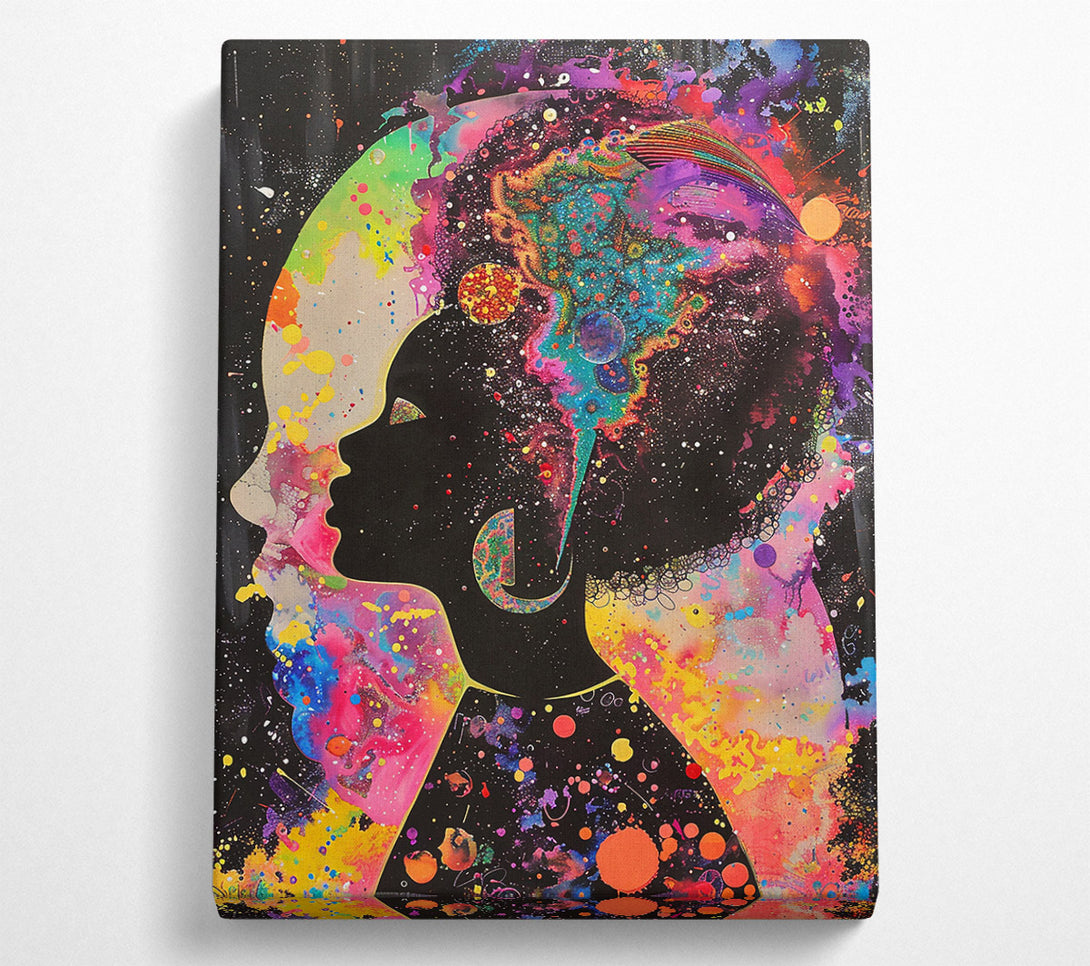  A Canvas Print of Orange Cosmic Silhouette Canvas Wall Art