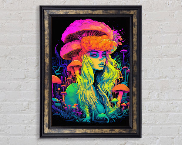 Toadstall Neon Framed Print