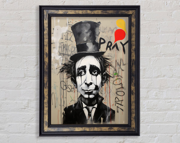 Tophat Man Tears Graffiti Framed Print