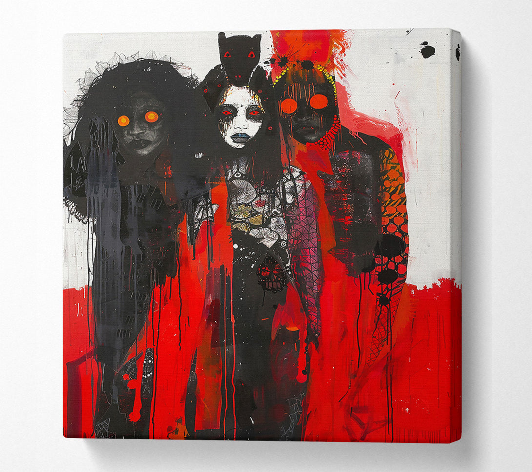  A Canvas Print of Crimson Masked Figures Canvas Art