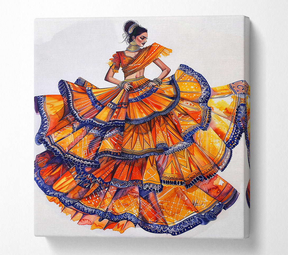  A Canvas Print of Golden Orange Whirl Canvas Print