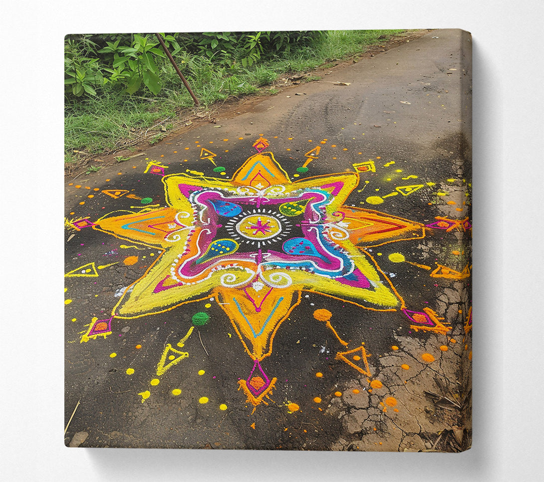  A Canvas Print of Golden Road Mandala Canvas Print