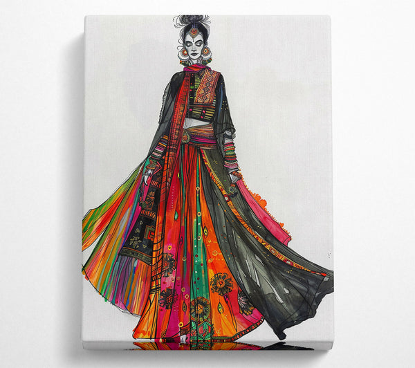 Orange And Black Elegance Canvas Wall Art