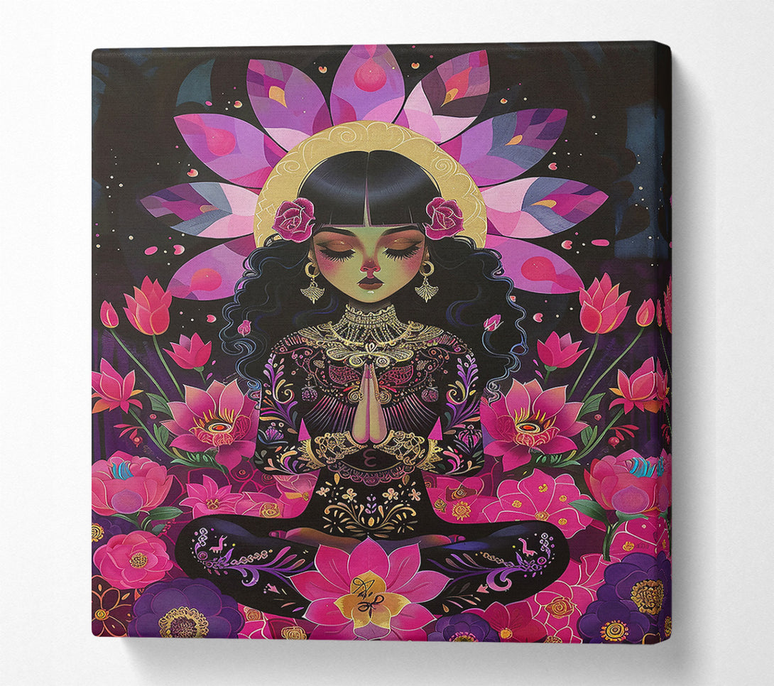  A Canvas Print of Crimson Lotus Meditation Canvas Print