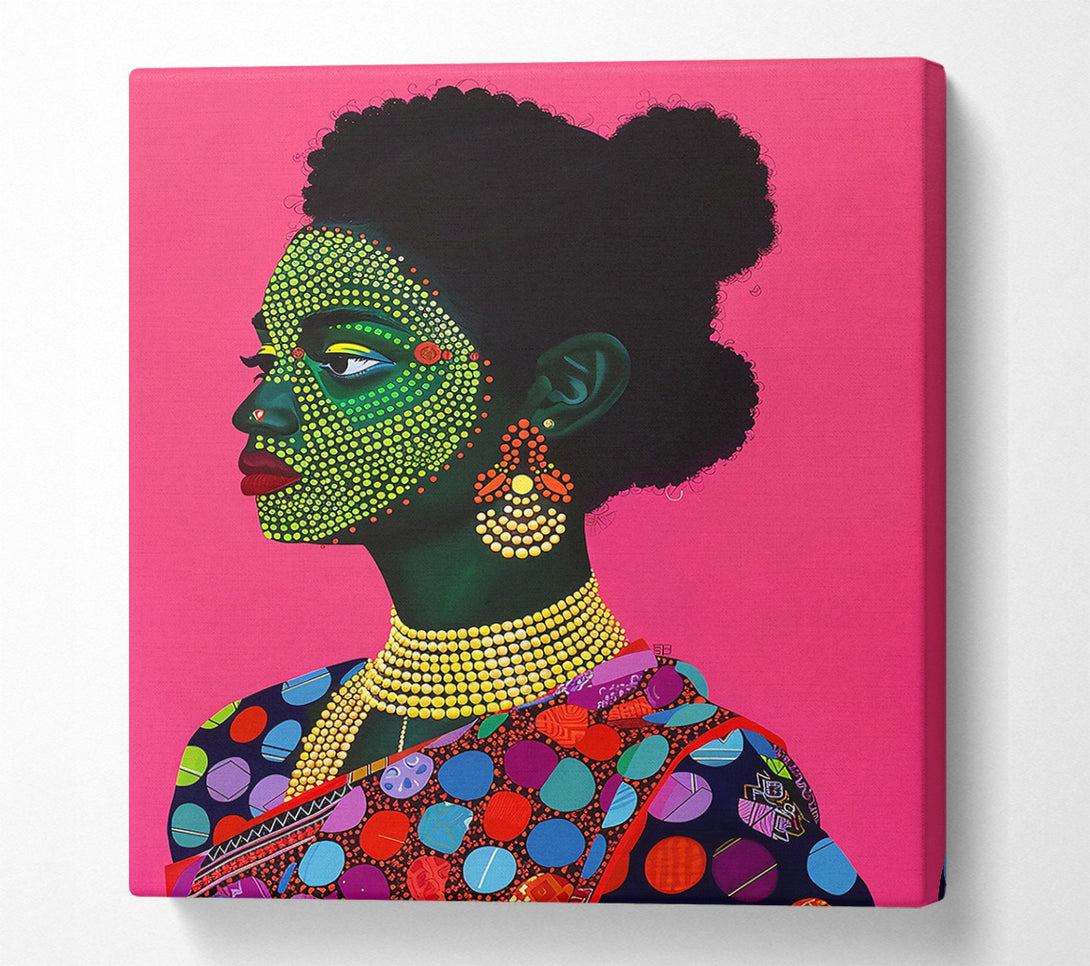  A Canvas Print of Green Dotted Portrait Canvas Art