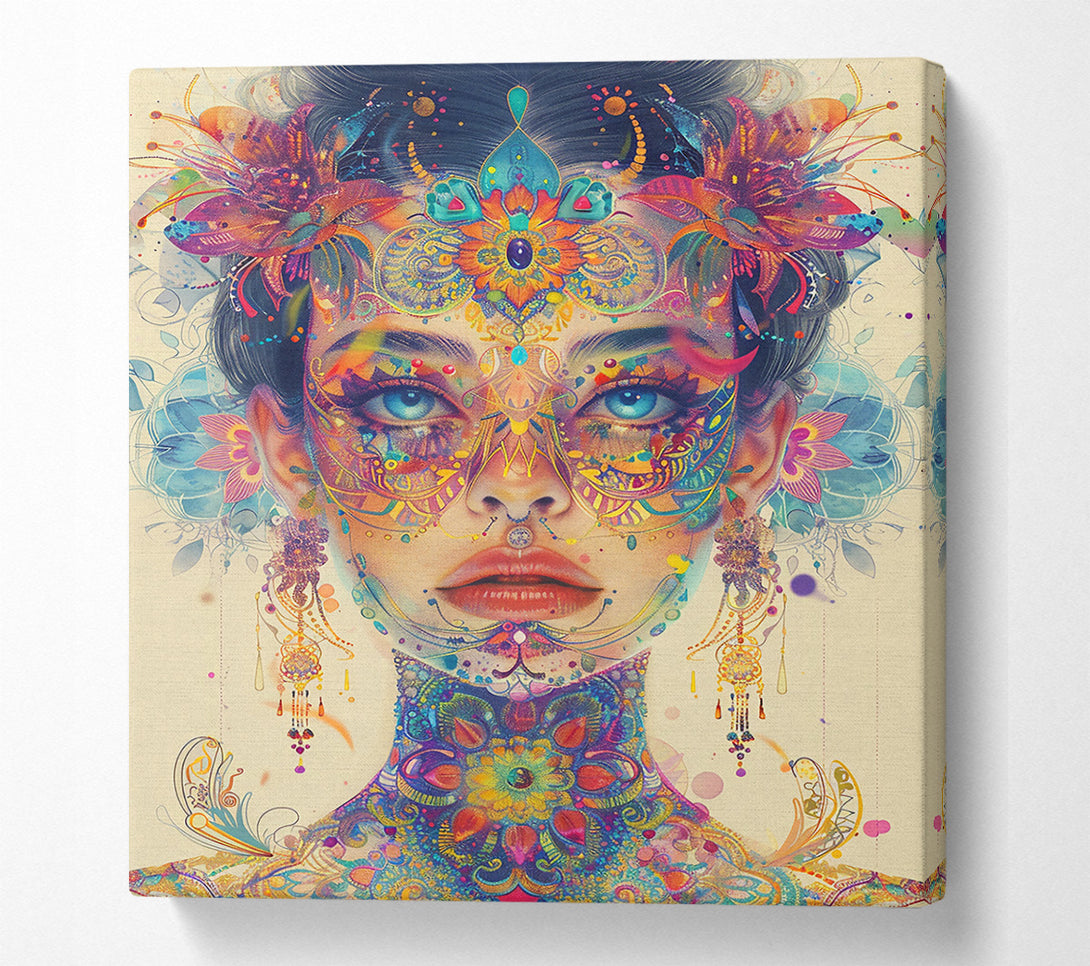  A Canvas Print of Golden Floral Tapestry Canvas Print