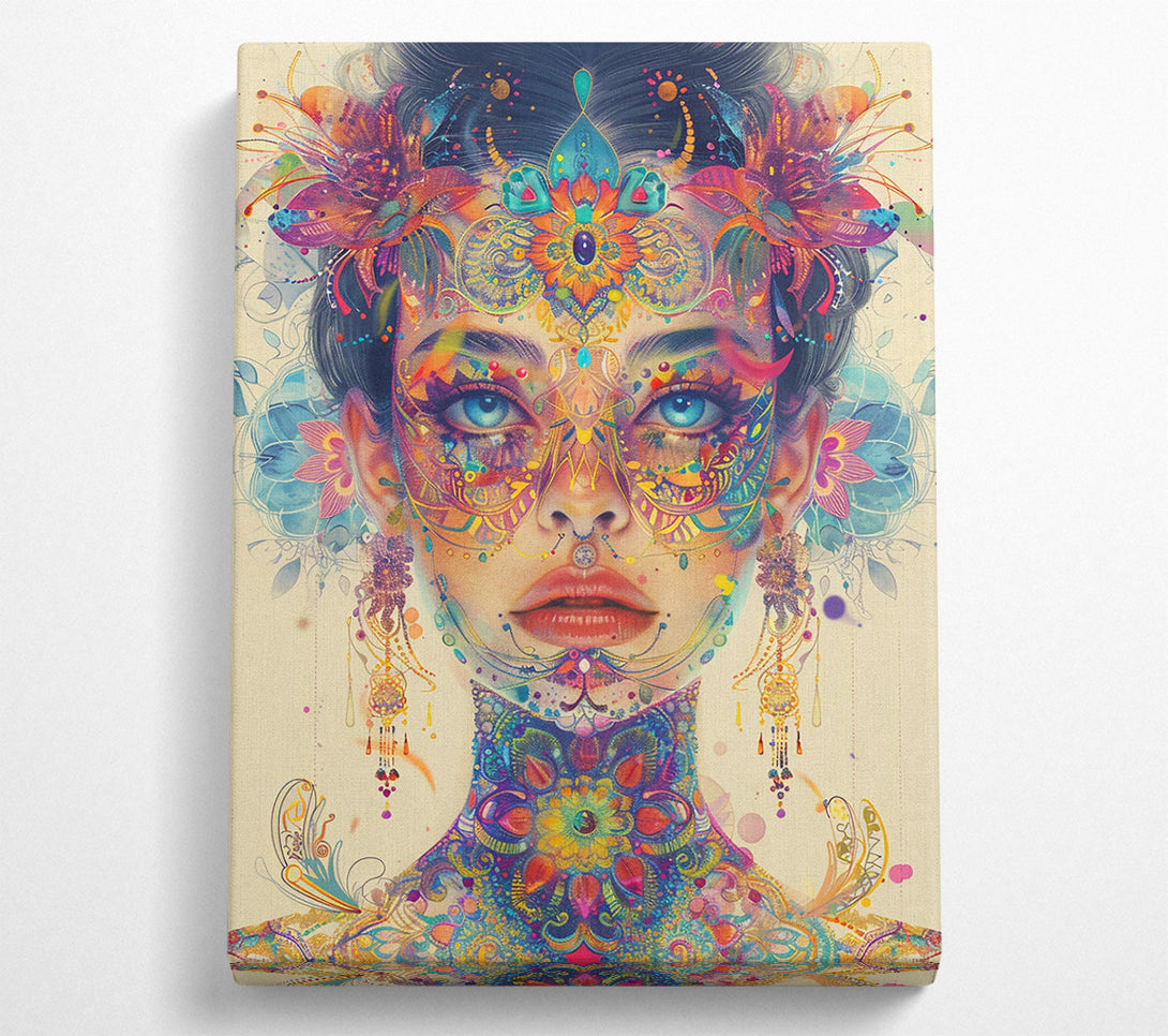  A Canvas Print of Golden Floral Tapestry Canvas Print