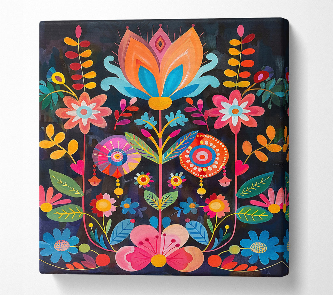  A Canvas Print of Pink And Blue Bloom Canvas Wall Art