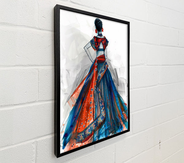 Blue And Red Saree