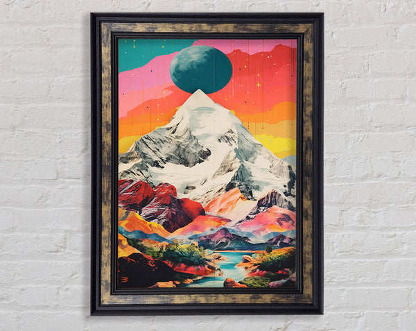 Tropics Mountain Top Moon Framed Print