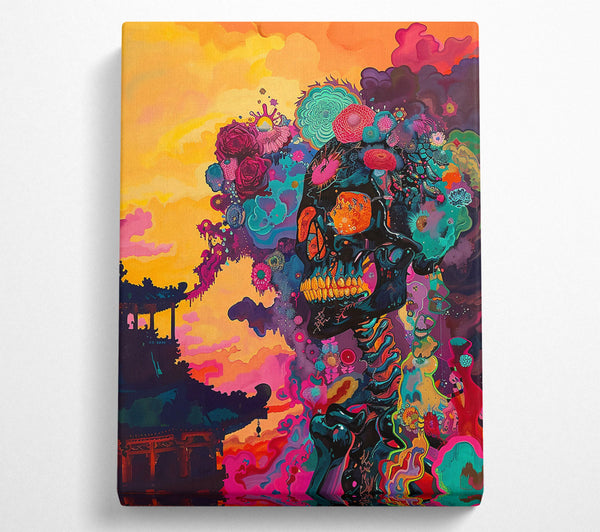 Orange Skull Dreamscape Canvas Art