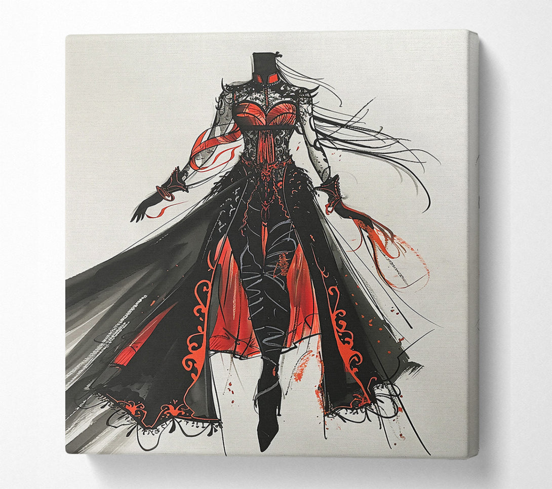  A Canvas Print of Crimson Gothic Dress Canvas Wall Art