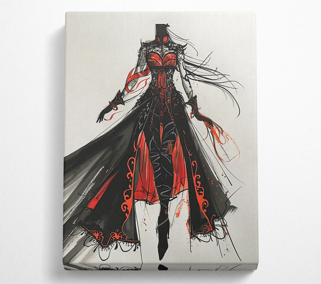  A Canvas Print of Crimson Gothic Dress Canvas Wall Art