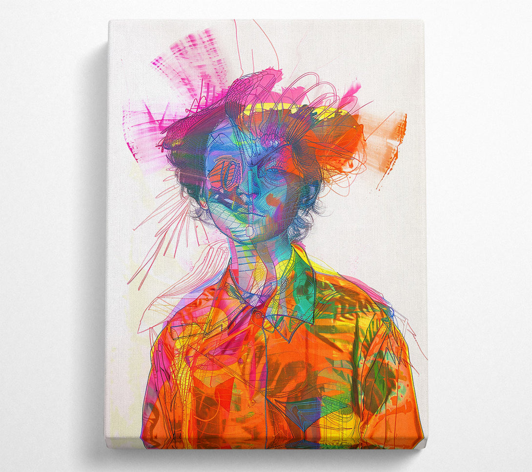  A Canvas Print of Orange Line Portrait Canvas Wall Art