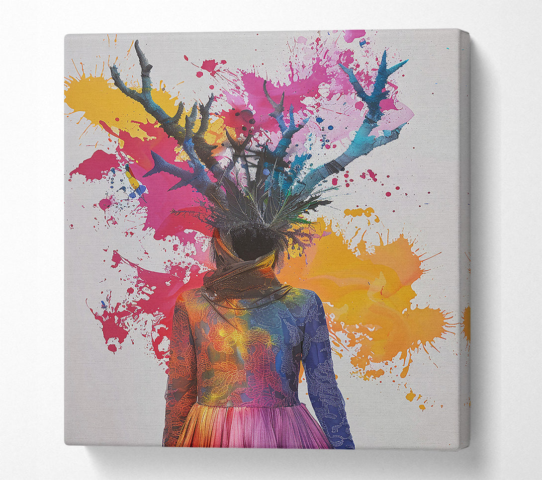  A Canvas Print of Pink Splashes And Branches Canvas Wall Art