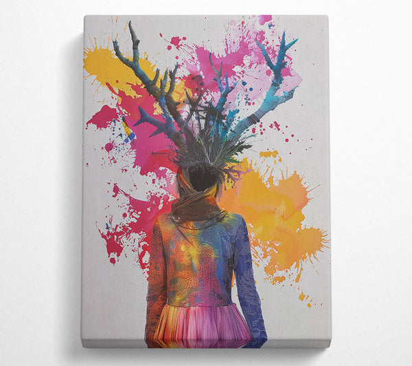  A Canvas Print of Pink Splashes And Branches Canvas Wall Art