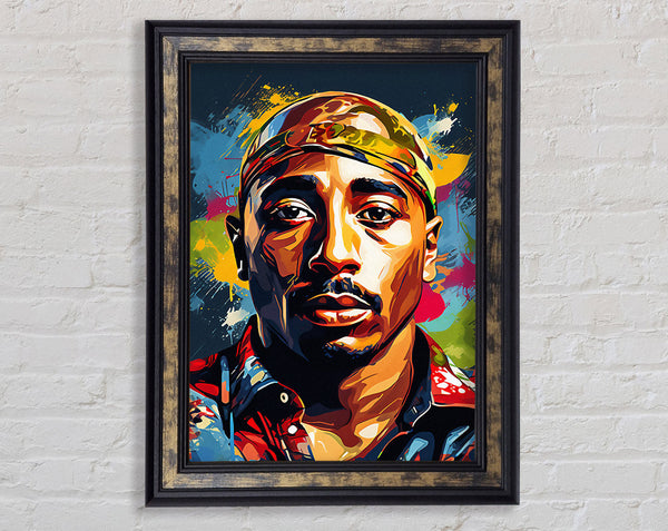 Tupac Paint Splash Framed Print
