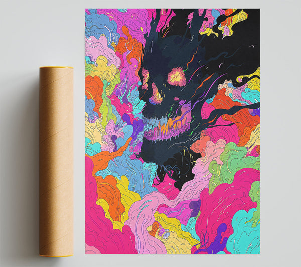Pink Skull In Smoke