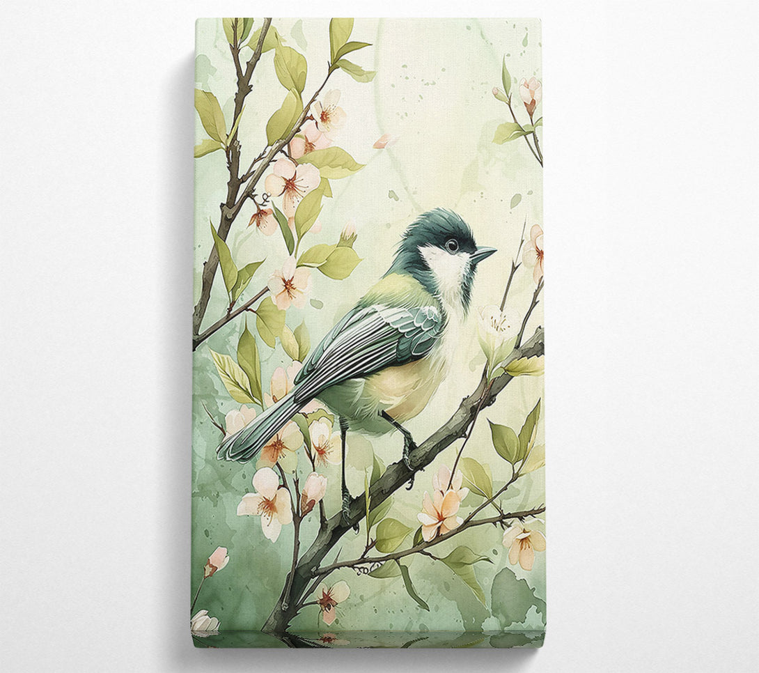  A Canvas Print of Green Bird In Bloom Canvas Print