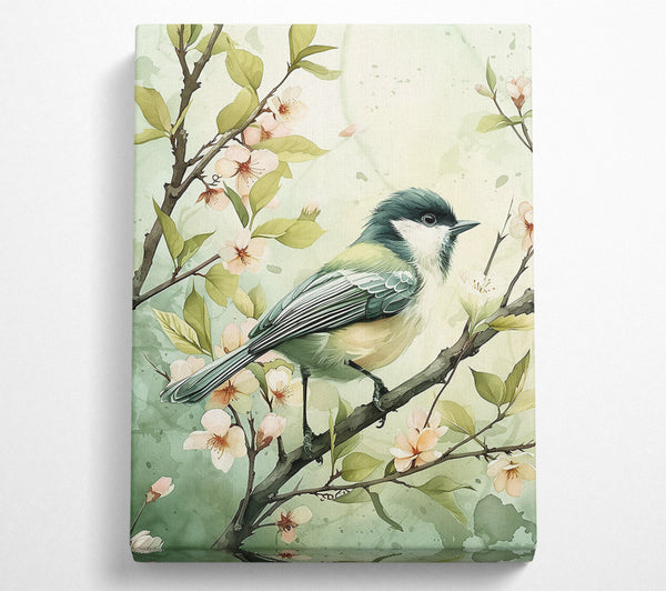  A Canvas Print of Green Bird In Bloom Canvas Print