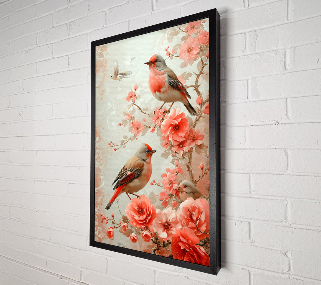  A Canvas Print of Pink Birdsong Harmony Canvas Wall Art