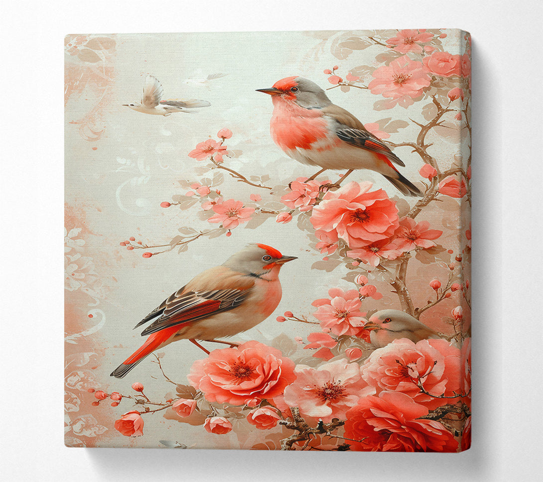  A Canvas Print of Pink Birdsong Harmony Canvas Wall Art