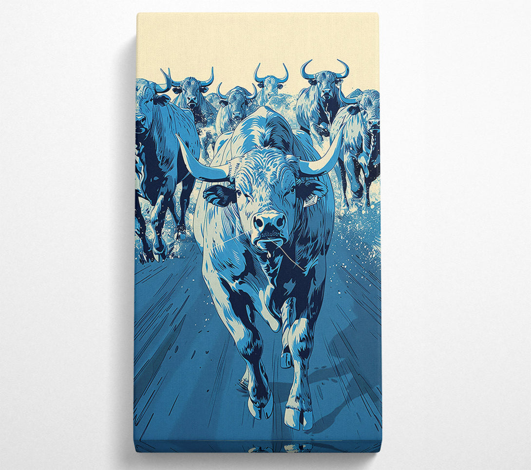  A Canvas Print of Azure Bull Charge Canvas Art