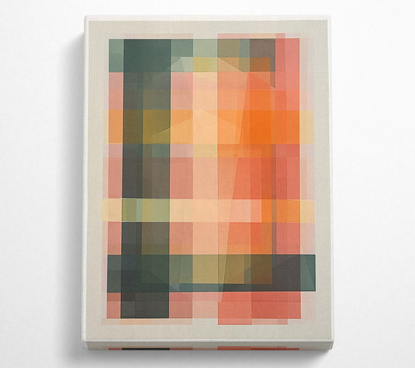 Orange Grid Layers Canvas Wall Art